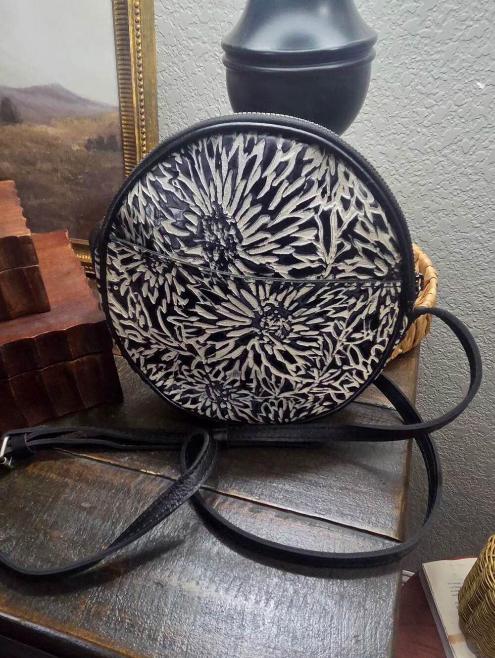Patricia Nash 100% Leather Canteen Shaped Bag